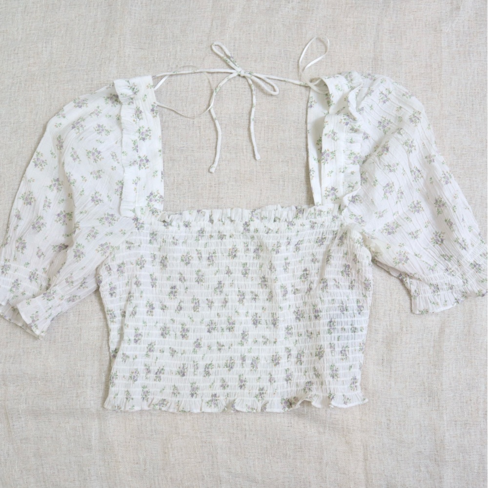 H&M Floral Square Neck Top